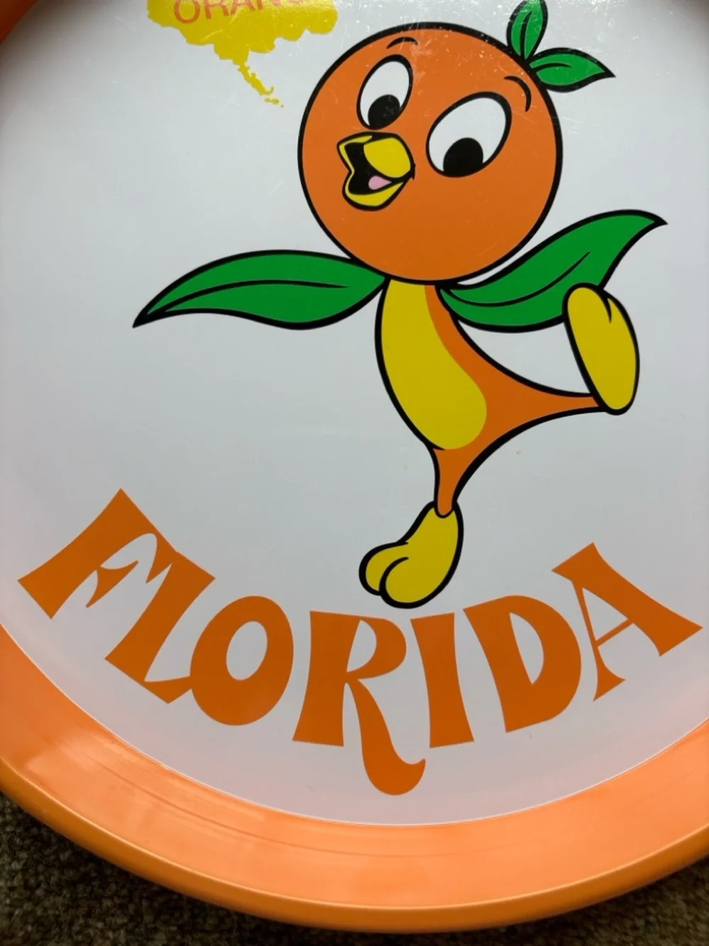 Disney Florida Orange Bird Serving Tray - Orange and White New 11.5 in diameter